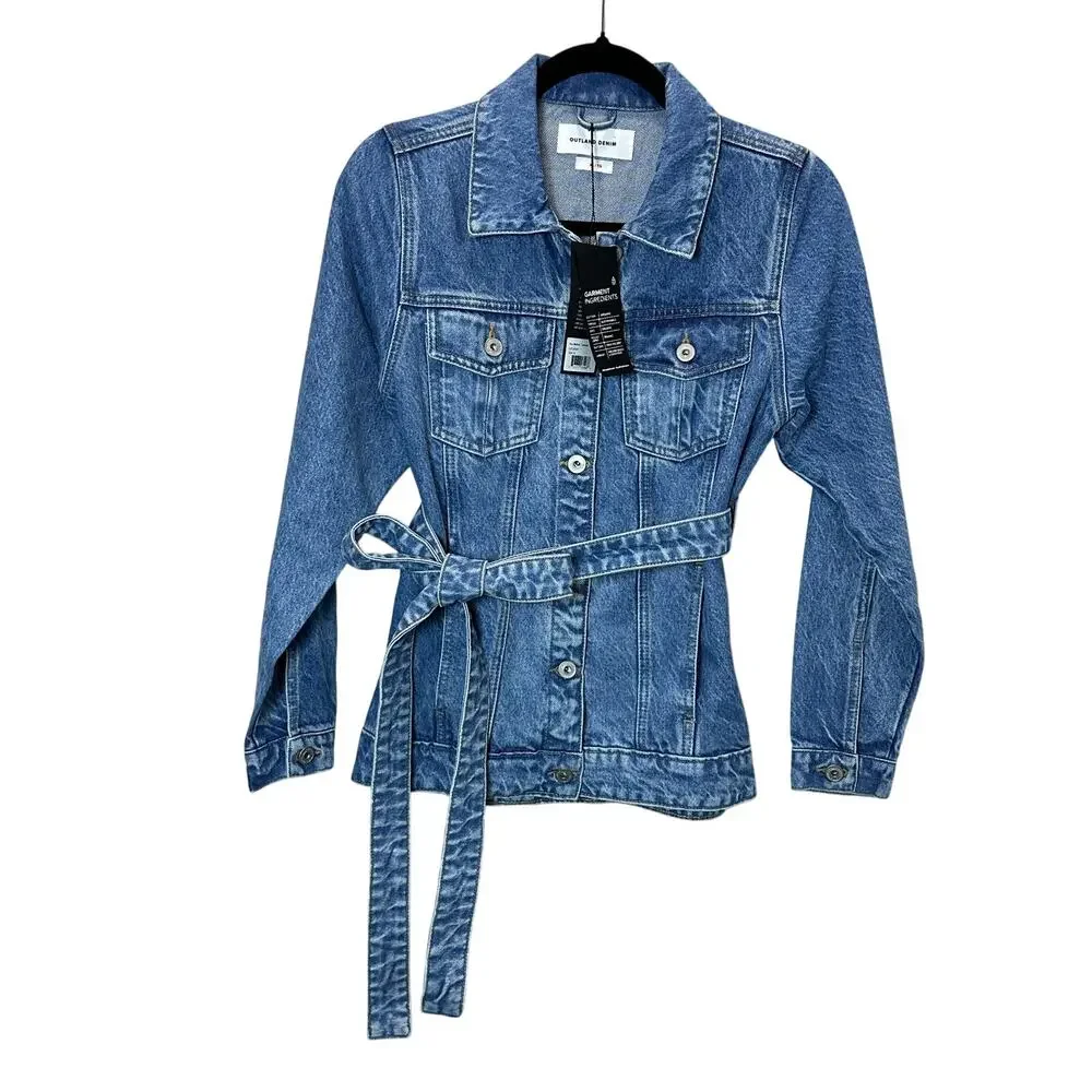 Outland Denim NWT Girls The Ava Organic Cotton Oversized Belted Jean Jacket XL